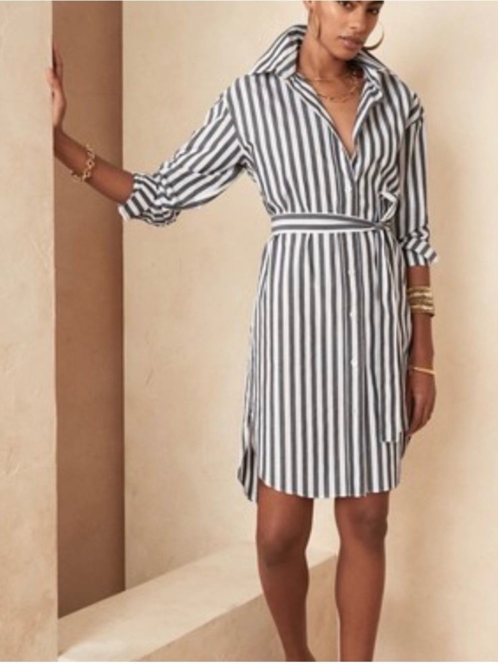 Banana Republic Poplin Shirt Dress with Tie Waist